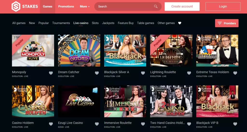 Live Casino available in Stakes Casino