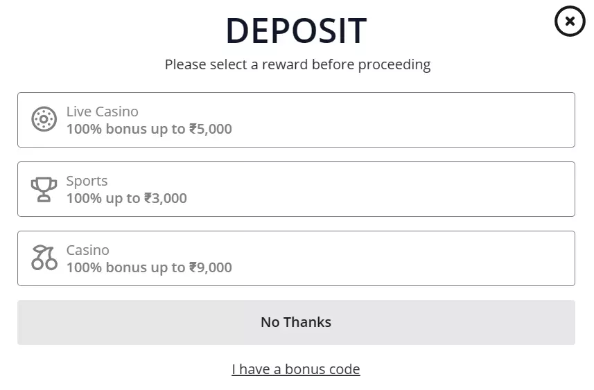 Select your bonus then proceed for your first deposit at ibet.