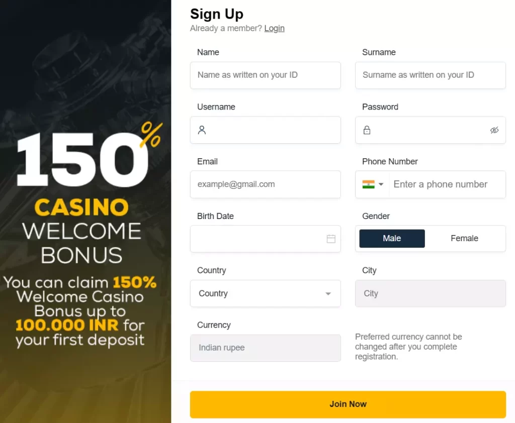 How to register on Rajabets Casino