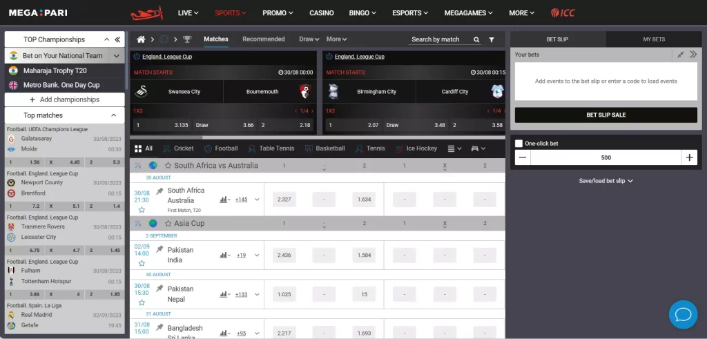 Sports Betting Section Have Many options For Sports Lovers On MegaPari.