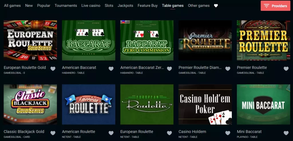 Table Games On Stakes Casino