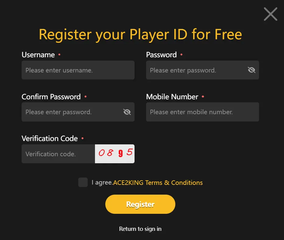 Easy Process to Sign Up on Ace2King