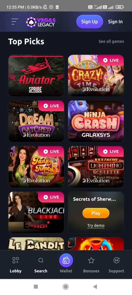 Vegaslegacy Casino APK