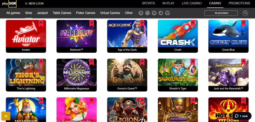 Sots Games Available On PlaySQR Casino.